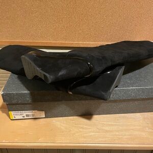 Via Spiga Black Suede Wedge Boots